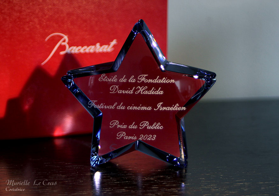 Étoile en cristal de Baccarat personnalisé pour un prix de la Fondation David Hadida pour le Festival du cinéma