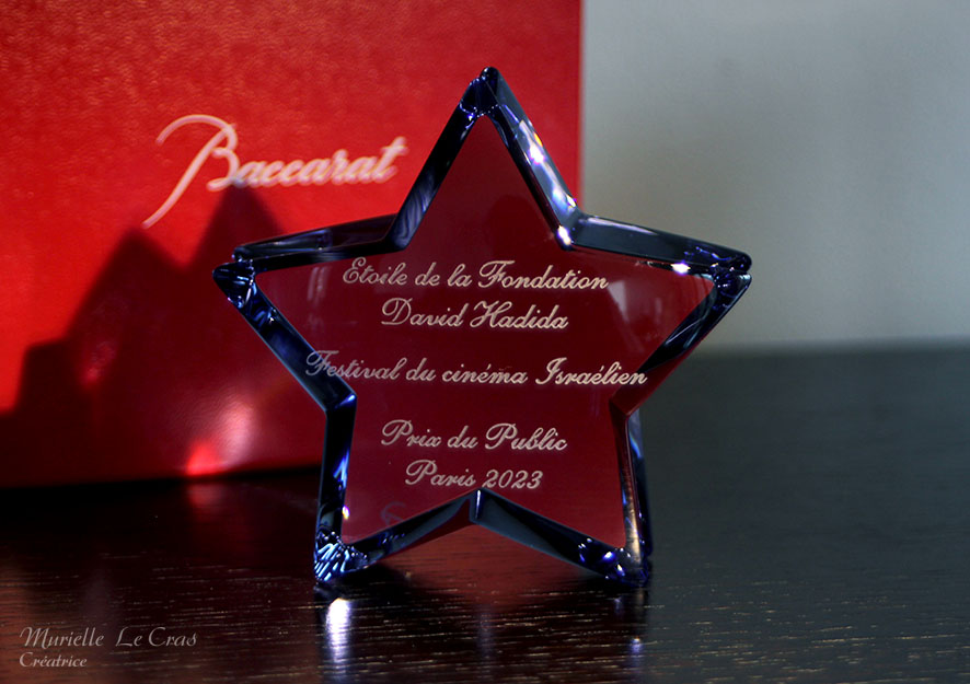 Étoile en cristal de Baccarat personnalisé pour un prix de la Fondation David Hadida.