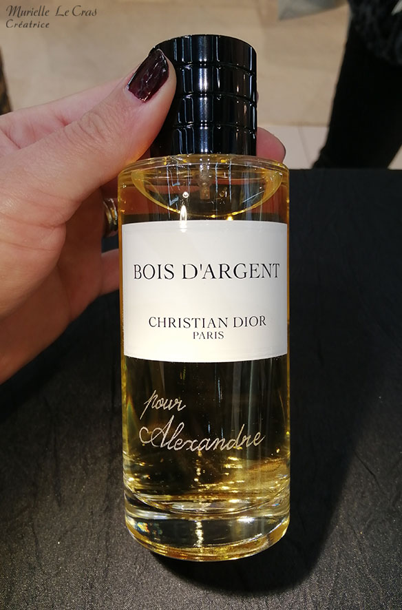 Flacon de parfum Dior Bois d'argent, personnalisé avec un prénom gravé