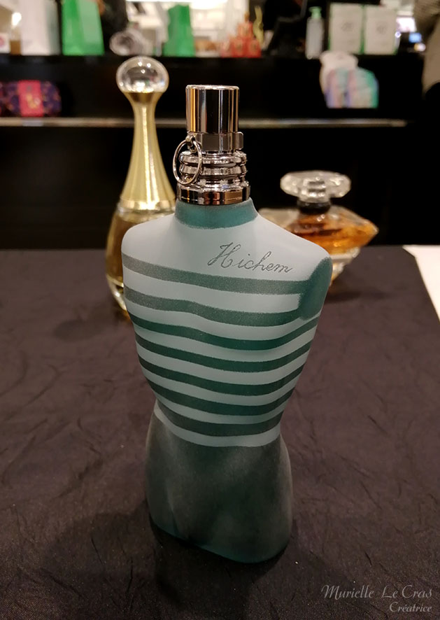 Flacon de parfum JP Gaultier, personnalisé avec un prénom gravé