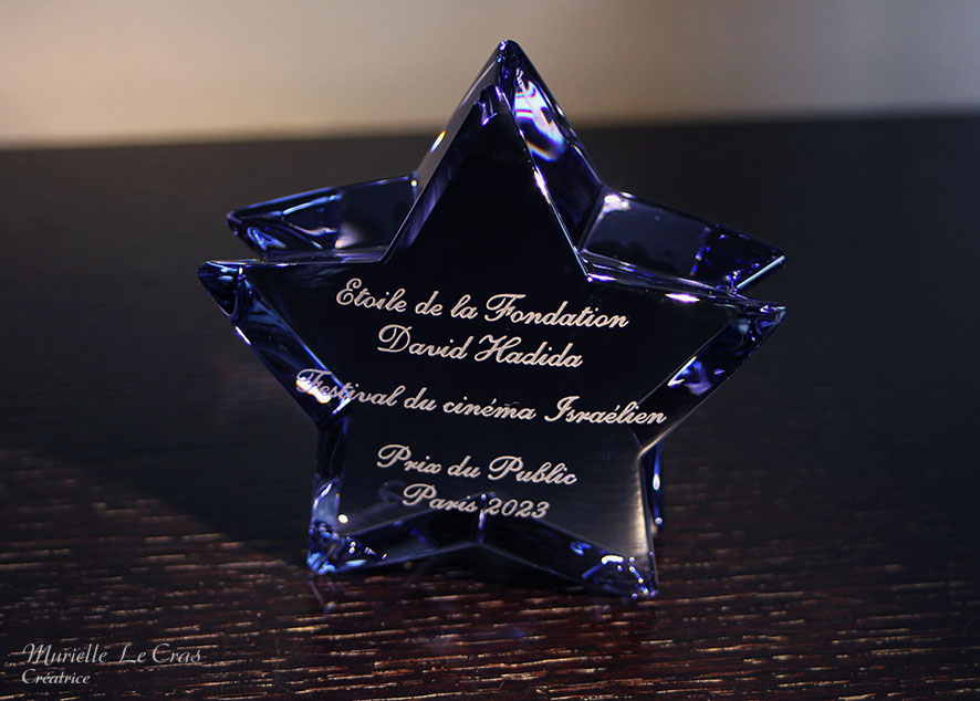 Étoile en cristal de Baccarat personnalisé pour un prix de la Fondation David Hadida pour le Festival du cinéma