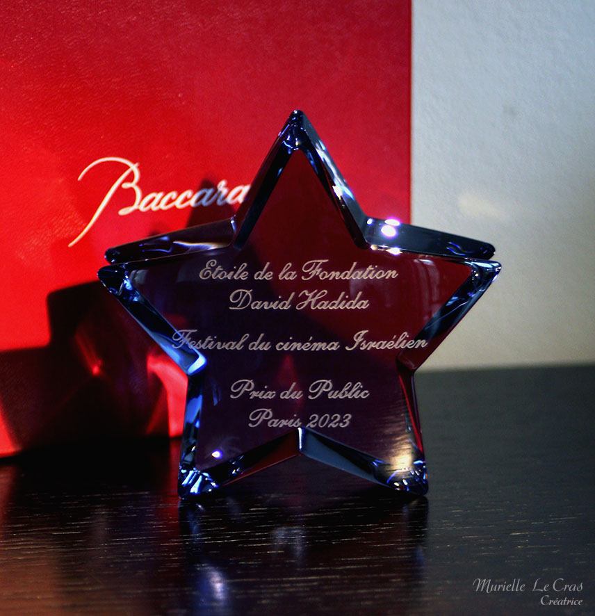 Étoile en cristal de Baccarat personnalisé pour un prix de la Fondation David Hadida pour le Festival du cinéma