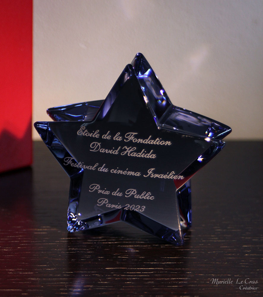 Étoile en cristal de Baccarat personnalisé pour un prix de la Fondation David Hadida pour le Festival du cinéma