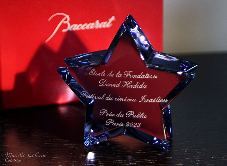 Étoile en cristal de Baccarat personnalisé pour un prix de la Fondation David Hadida pour le Festival du cinéma