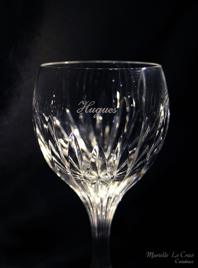 Verres Masséna en cristal de Baccarat gravés et personnalisés avec les prénoms à offrir en cadeau