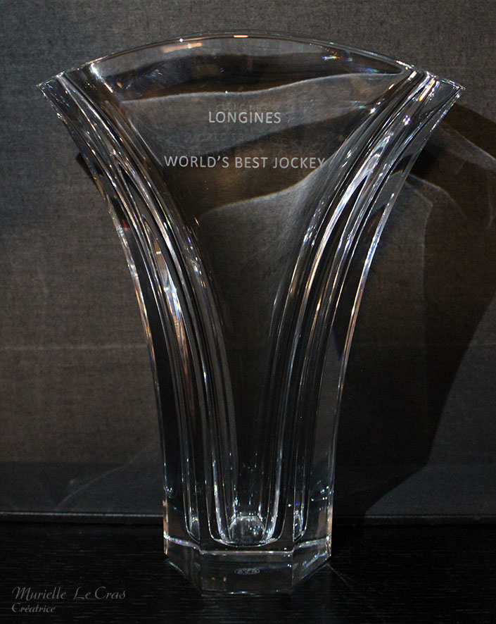 Vase en cristal de Baccarat personnalisé pour un trophée en cadeau pour le prix de Longines