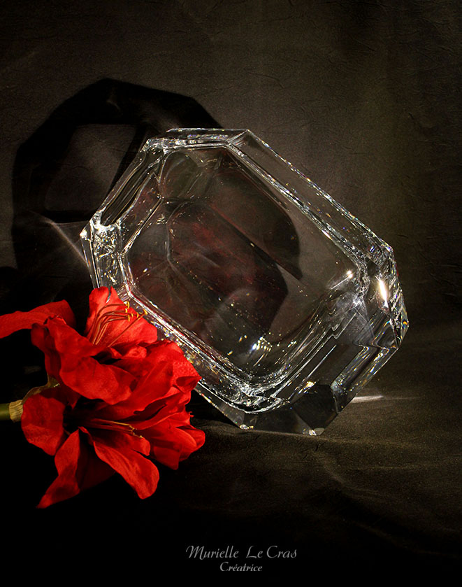 Vase en cristal de Baccarat personnalisé pour un trophée en cadeau de la Société SFAR avec une phrase et un nom