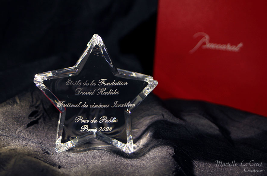 Étoile en cristal de Baccarat personnalisé pour un prix de la Fondation David Hadida pour le Festival du cinéma