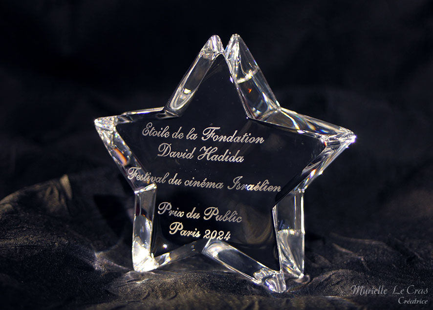 Étoile en cristal de Baccarat personnalisé pour un prix de la Fondation David Hadida pour le Festival du cinéma