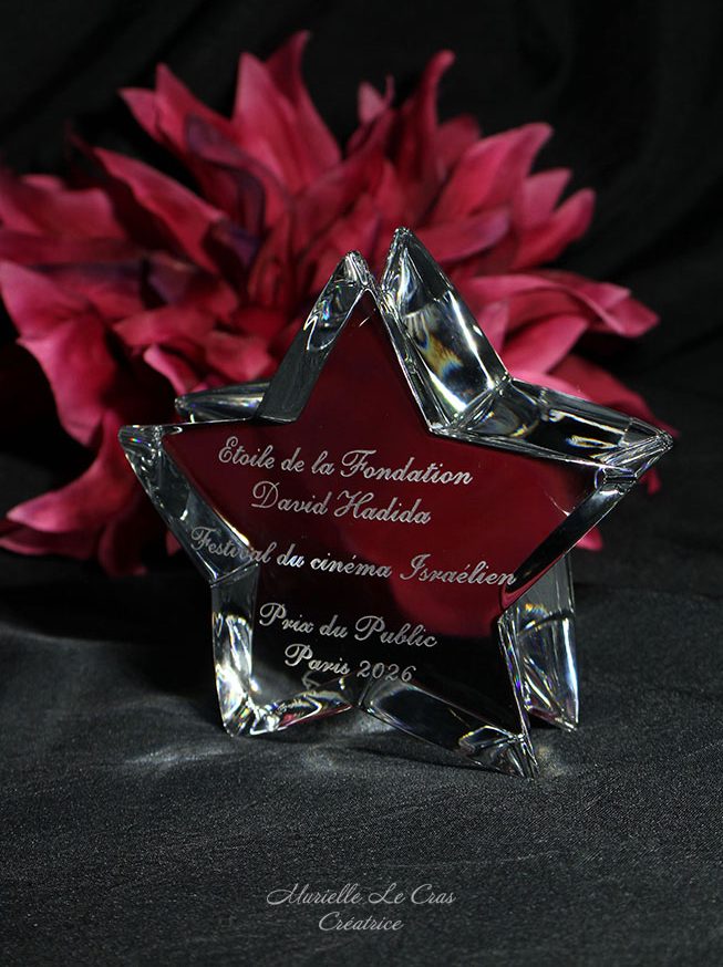 Étoile en cristal de Baccarat personnalisé pour un prix de la Fondation David Hadida pour le Festival du cinéma