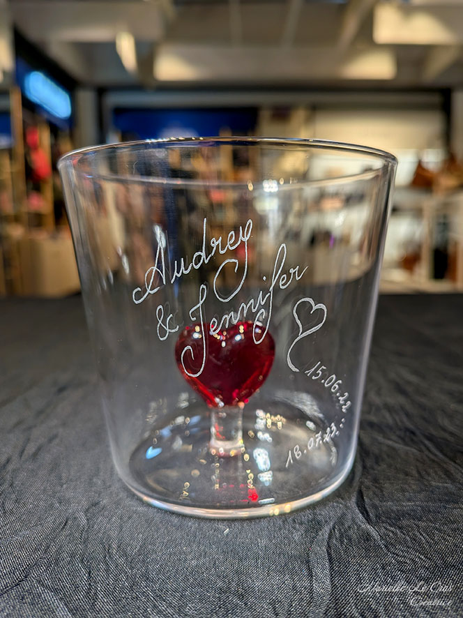 Verre Ichendorf personnalisé avec prénoms et dates d'anniversaires